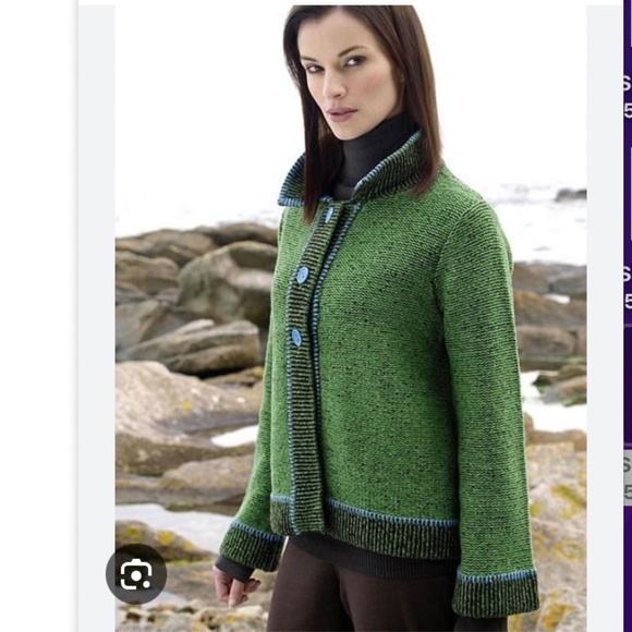 NUA Irish Wool Silk Blend Cardigan Womens Small Green Knit Long Sleeve - Picture 1 of 11